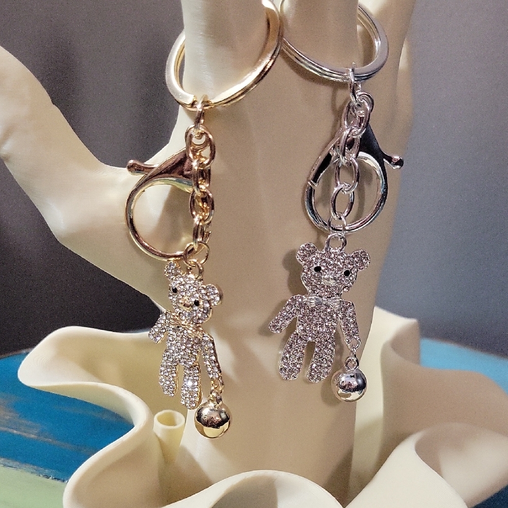 Gold Or Silver Bear Keychains- You Choose One - Picture 1 of 2